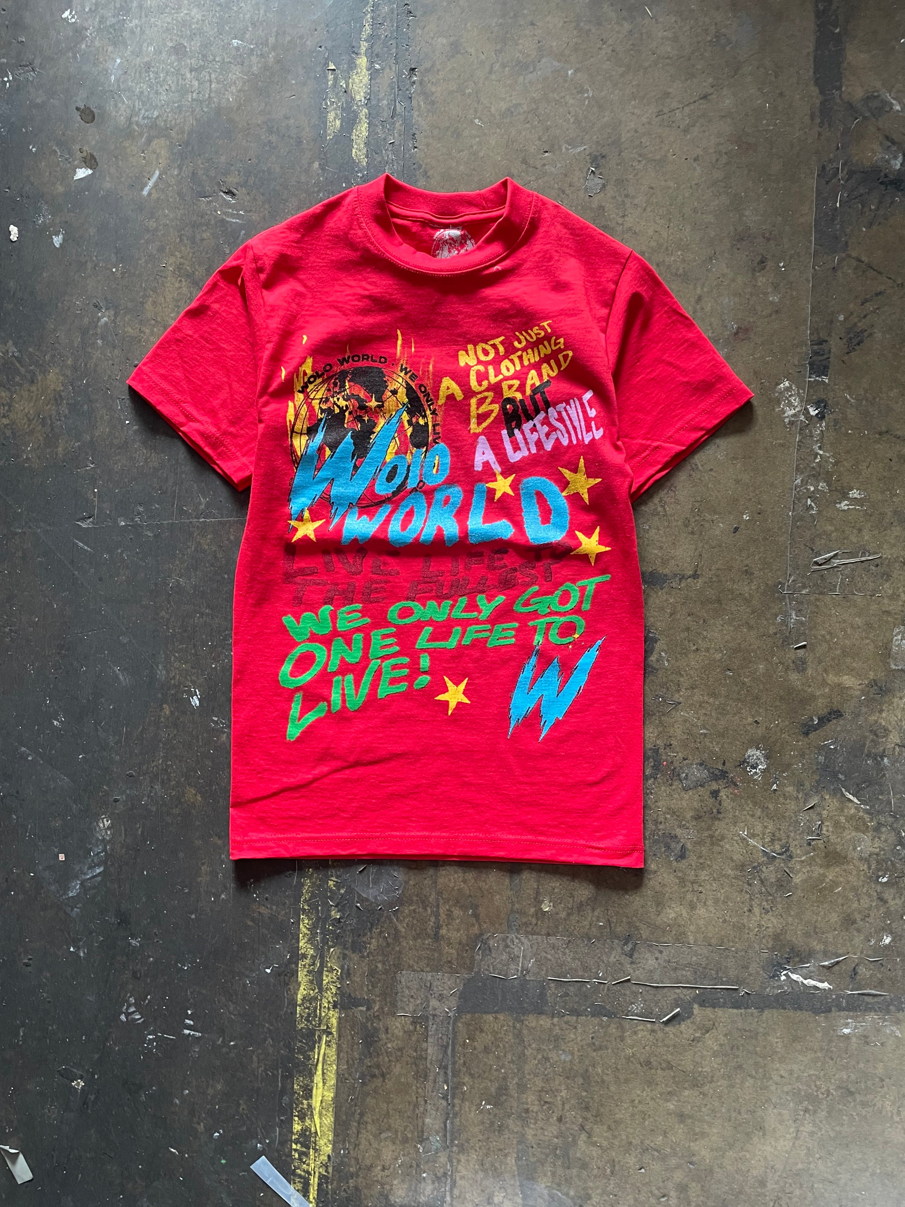 RED WEONLYLIVEONCE TSHIRTS